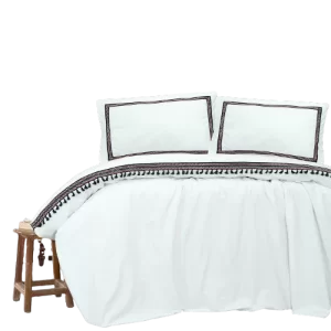 Full Organic Cotton Double Bedding Set with Pompoms Marine