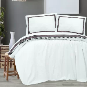 Full Organic Cotton Single Bedding Set with Pompoms Marine