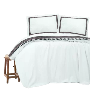 Full Organic Cotton Single Bedding Set with Pompoms Marine