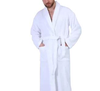 Full Cotton Bathrobe Shalyaka Unisex White