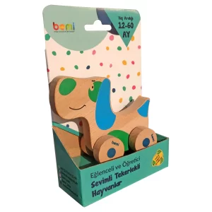 Natural Wooden Cute Wheeled Animals Toy