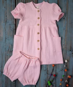 Full Cotton 4-Ply Muslin Short Dress