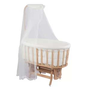 Mamma Akita Natural Unpainted Organic Wooden Basket Cradle + Sleep Set