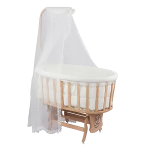 Mamma Akita Natural Unpainted Organic Wooden Basket Cradle + Sleep Set