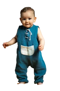 Full Cotton 4 Ply Muslin Bicolor Sleeveless Rompers
