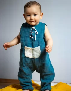 Full Cotton 4 Ply Muslin Bicolor Sleeveless Rompers