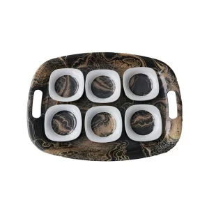 Melamine Elegant Tray and 6 Elegant Tea Plate