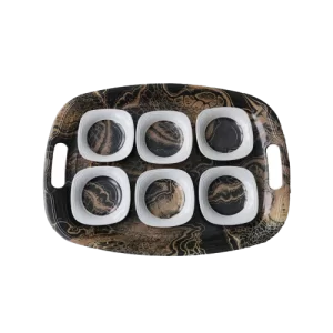 Melamine Elegant Tray and 6 Elegant Tea Plate